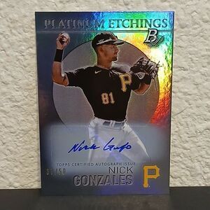 2021 BOWMAN PLATINUM NICK GONZALES PLATINUM ETCHINGS AUTOGRAPH RC #PET-7 30/50